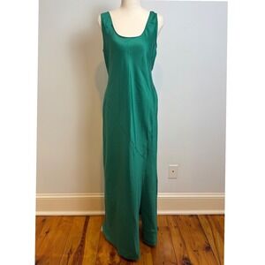 NWT Banana Republic Satin Maxi Slip Dress M 90s Emerald Green Prom Wedding Guest